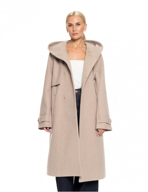 Splendid fashion γυναικείο μακρύ πανωφόρι με ενσωματωμένη κουκούλα