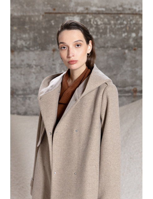 Splendid fashion γυναικείο μακρύ πανωφόρι με ενσωματωμένη κουκούλα