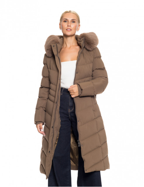 Splendid fashion γυναικείο μακρύ μπουφάν με κουκούλα