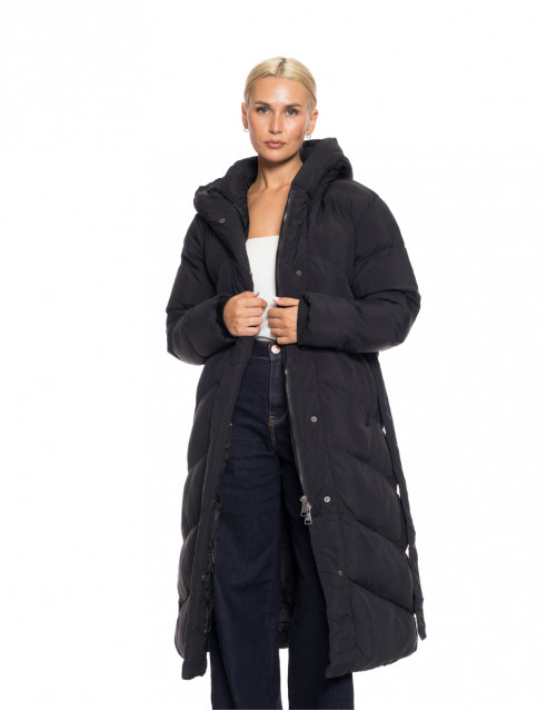 Biston fashion γυναικείο μακρύ μπουφάν με ενσωματωμένη κουκούλα