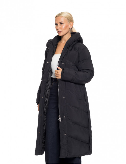 Biston fashion γυναικείο μακρύ μπουφάν με ενσωματωμένη κουκούλα