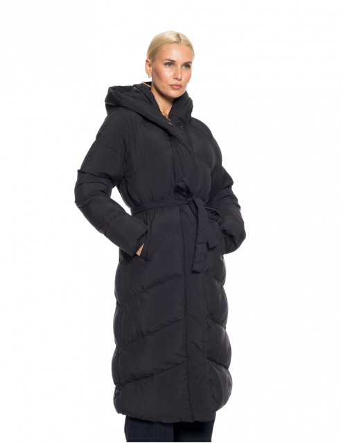 Biston fashion γυναικείο μακρύ μπουφάν με ενσωματωμένη κουκούλα