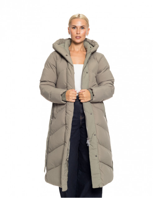 Biston fashion γυναικείο μακρύ μπουφάν με ενσωματωμένη κουκούλα