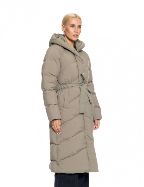 Biston fashion γυναικείο μακρύ μπουφάν με ενσωματωμένη κουκούλα