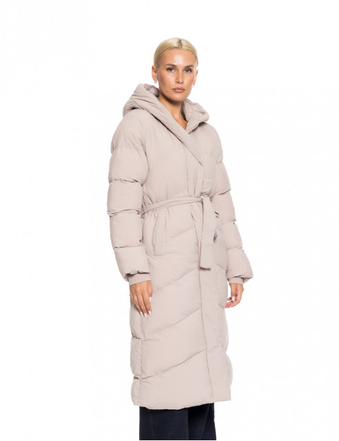Biston fashion γυναικείο μακρύ μπουφάν με ενσωματωμένη κουκούλα