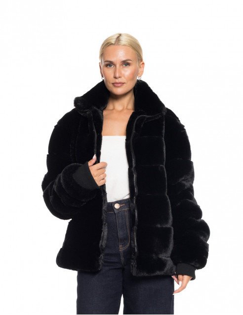 Biston fashion γυναικείο κοντό πανωφόρι από συνθετική γούνα