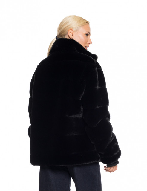 Biston fashion γυναικείο κοντό πανωφόρι από συνθετική γούνα