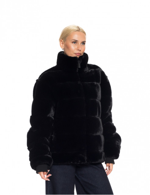 Biston fashion γυναικείο κοντό πανωφόρι από συνθετική γούνα