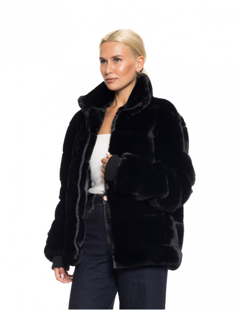 Biston fashion γυναικείο κοντό πανωφόρι από συνθετική γούνα