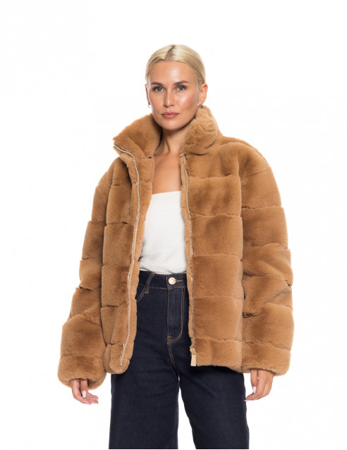 Biston fashion γυναικείο κοντό πανωφόρι από συνθετική γούνα