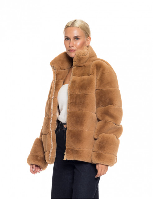 Biston fashion γυναικείο κοντό πανωφόρι από συνθετική γούνα