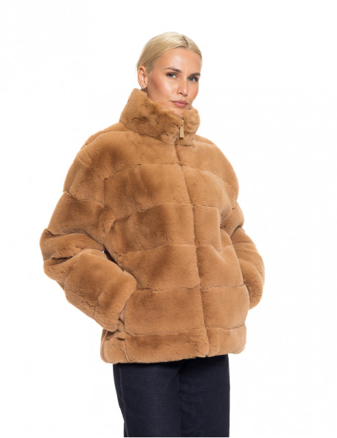 Biston fashion γυναικείο κοντό πανωφόρι από συνθετική γούνα