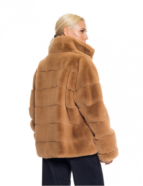 Biston fashion γυναικείο κοντό πανωφόρι από συνθετική γούνα