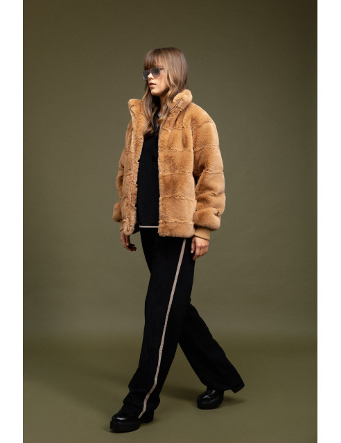 Biston fashion γυναικείο κοντό πανωφόρι από συνθετική γούνα