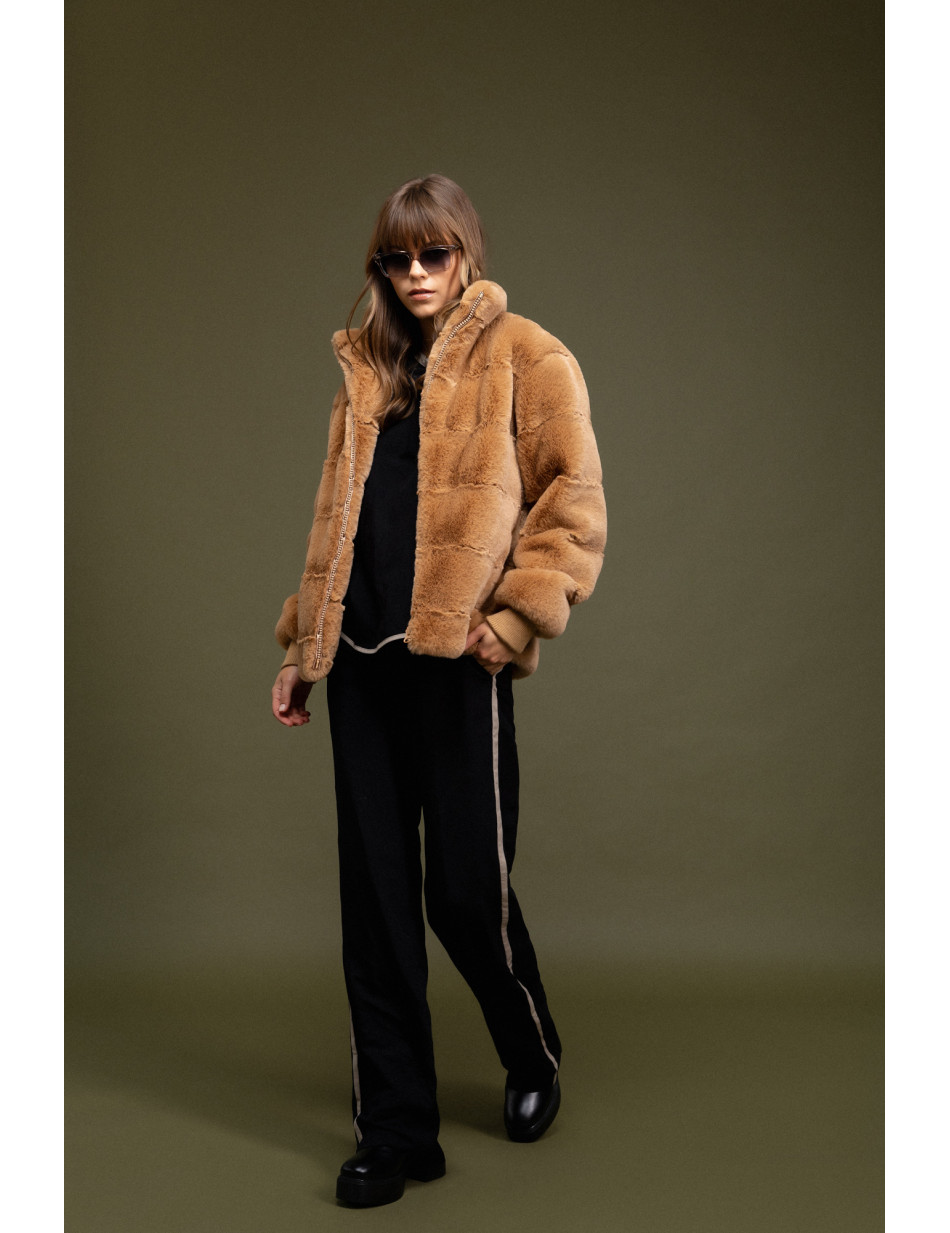 Biston fashion γυναικείο κοντό πανωφόρι από συνθετική γούνα