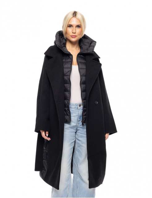 Splendid fashion γυναικείο μακρύ μάλλινο πανωφόρι με κουκούλα
