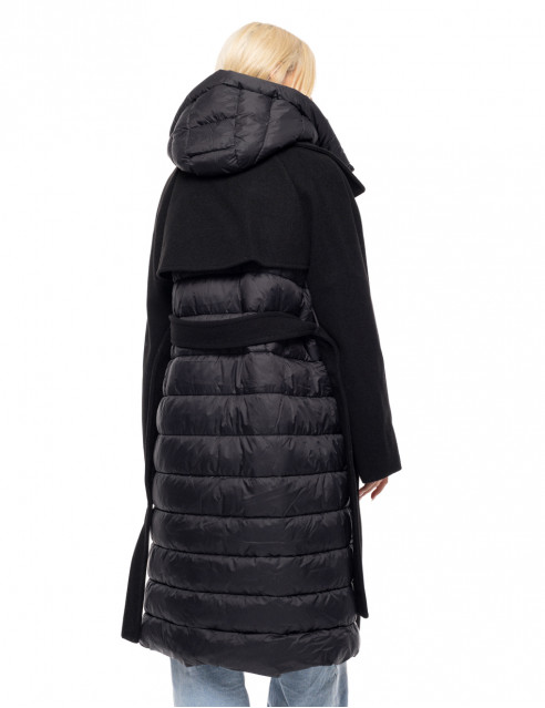 Splendid fashion γυναικείο μακρύ μάλλινο πανωφόρι με κουκούλα