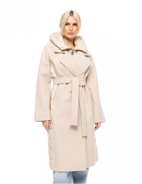 Splendid fashion γυναικείο μακρύ μάλλινο πανωφόρι με κουκούλα