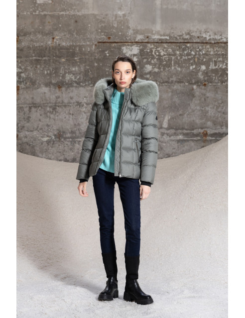 Splendid fashion γυναικείο κοντό μπουφάν με κουκούλα