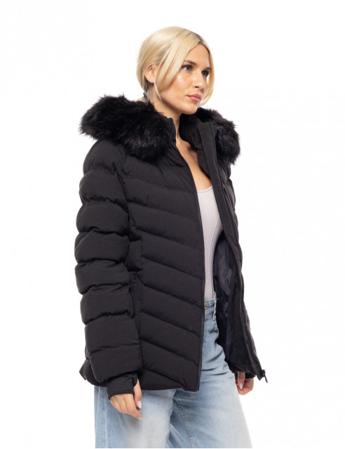 Biston fashion γυναικείο κοντό μπουφάν με αποσπώμενη κουκούλα