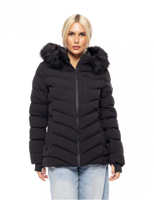 Biston fashion γυναικείο κοντό μπουφάν με αποσπώμενη κουκούλα