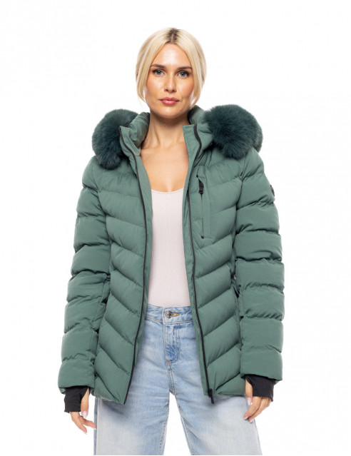 Biston fashion γυναικείο κοντό μπουφάν με αποσπώμενη κουκούλα