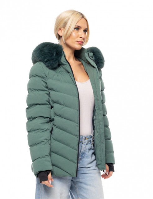 Biston fashion γυναικείο κοντό μπουφάν με αποσπώμενη κουκούλα