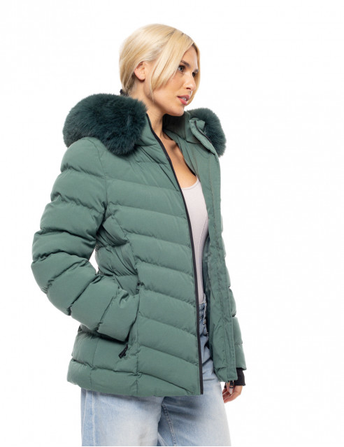 Biston fashion γυναικείο κοντό μπουφάν με αποσπώμενη κουκούλα