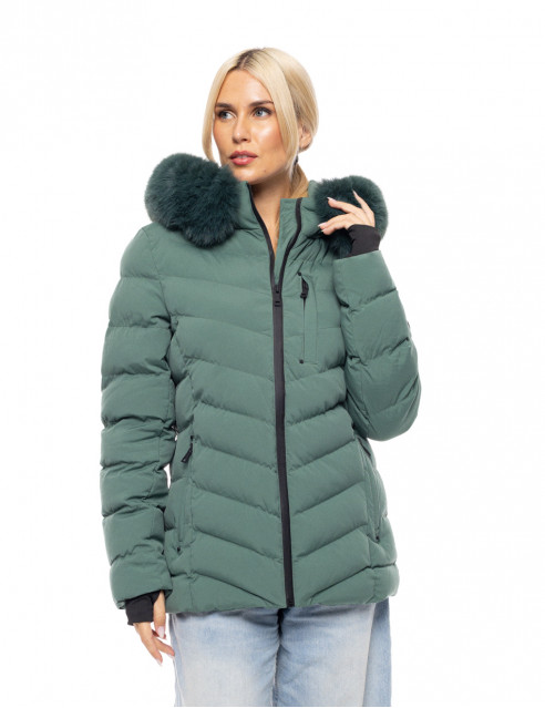 Biston fashion γυναικείο κοντό μπουφάν με αποσπώμενη κουκούλα