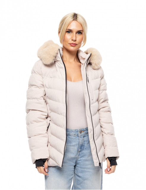 Biston fashion γυναικείο κοντό μπουφάν με αποσπώμενη κουκούλα