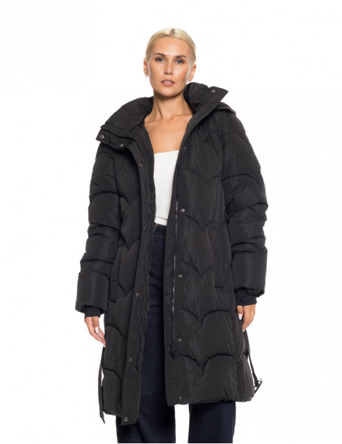 Splendid fashion γυναικείο μακρύ μπουφάν με αποσπώμενη κουκούλα