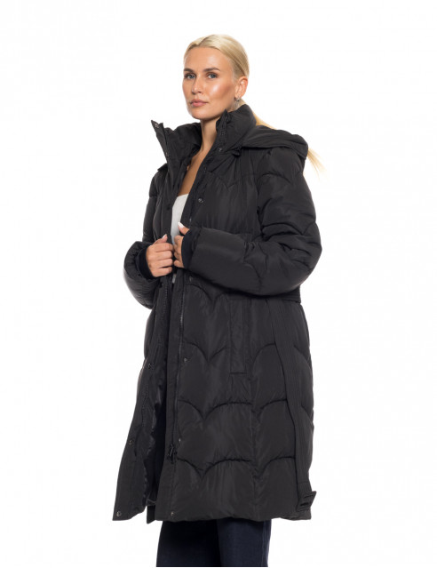 Splendid fashion γυναικείο μακρύ μπουφάν με αποσπώμενη κουκούλα