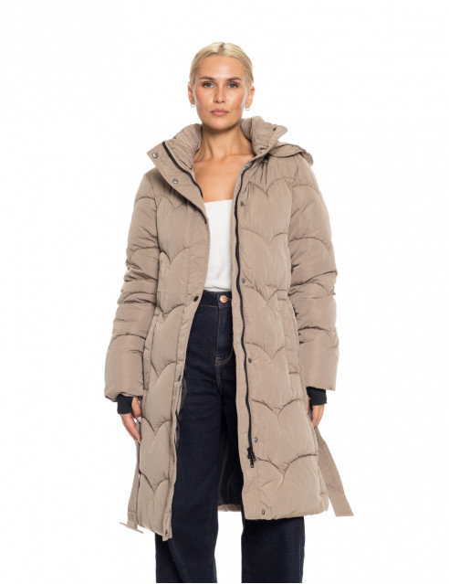 Splendid fashion γυναικείο μακρύ μπουφάν με αποσπώμενη κουκούλα