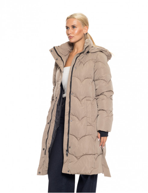 Splendid fashion γυναικείο μακρύ μπουφάν με αποσπώμενη κουκούλα