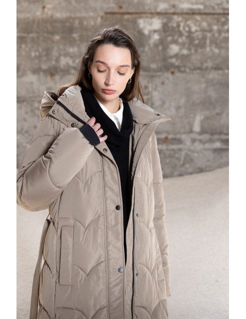 Splendid fashion γυναικείο μακρύ μπουφάν με αποσπώμενη κουκούλα