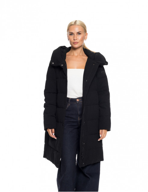 Biston fashion γυναικείο μακρύ μπουφάν με ενσωματωμένη κουκούλα