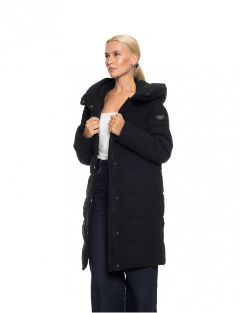 Biston fashion γυναικείο μακρύ μπουφάν με ενσωματωμένη κουκούλα