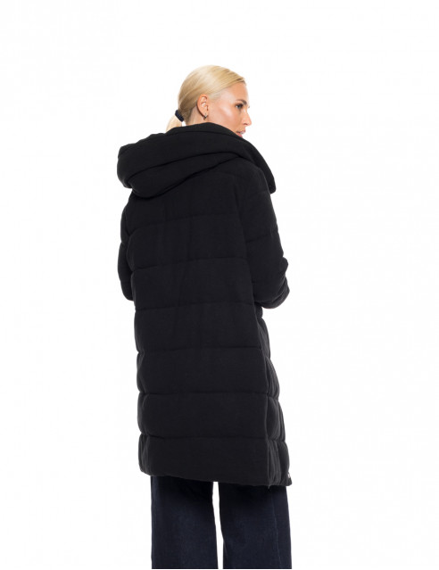 Biston fashion γυναικείο μακρύ μπουφάν με ενσωματωμένη κουκούλα