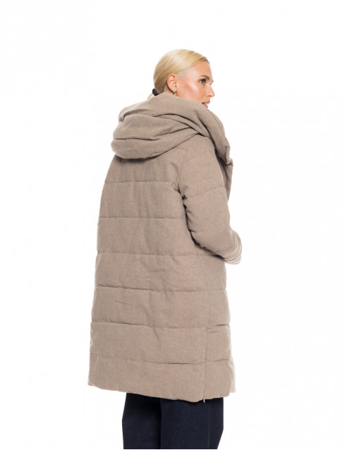 Biston fashion γυναικείο μακρύ μπουφάν με ενσωματωμένη κουκούλα