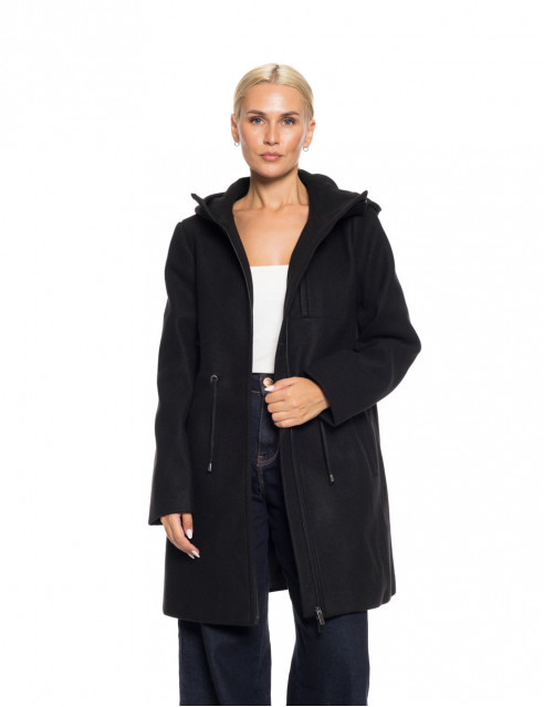 Biston fashion γυναικείο μακρύ μπουφάν με ενσωματωμένη κουκούλα