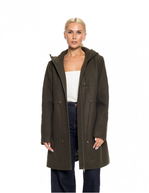 Biston fashion γυναικείο μακρύ μπουφάν με ενσωματωμένη κουκούλα