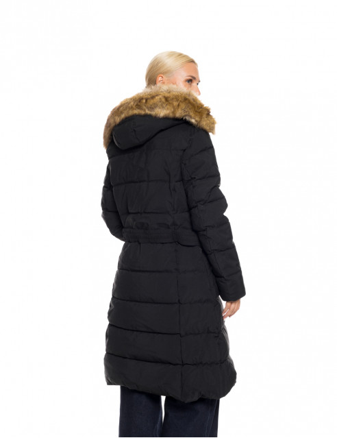 Biston fashion γυναικείο μακρύ μπουφάν με ενσωματωμένη κουκούλα