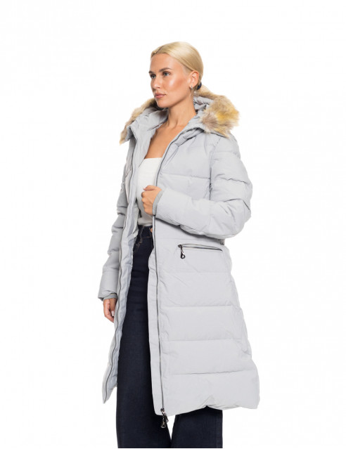 Biston fashion γυναικείο μακρύ μπουφάν με ενσωματωμένη κουκούλα