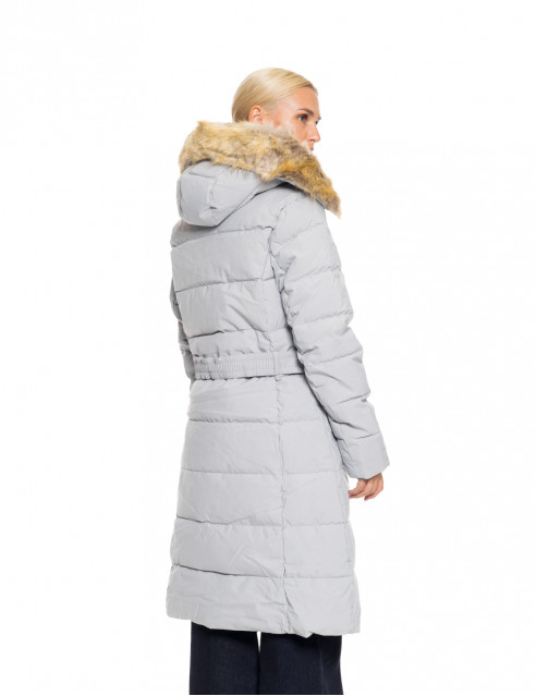Biston fashion γυναικείο μακρύ μπουφάν με ενσωματωμένη κουκούλα