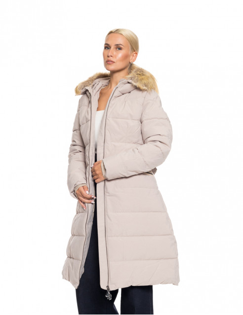 Biston fashion γυναικείο μακρύ μπουφάν με ενσωματωμένη κουκούλα