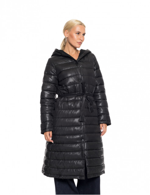 Biston fashion γυναικείο μακρύ μπουφάν με ενσωματωμένη κουκούλα