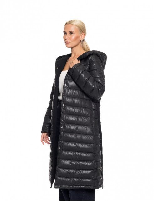 Biston fashion γυναικείο μακρύ μπουφάν με ενσωματωμένη κουκούλα