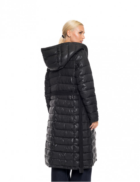 Biston fashion γυναικείο μακρύ μπουφάν με ενσωματωμένη κουκούλα