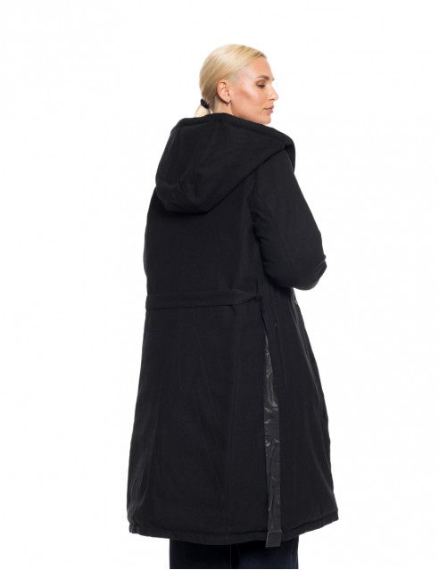 Biston fashion γυναικείο μακρύ μπουφάν με ενσωματωμένη κουκούλα