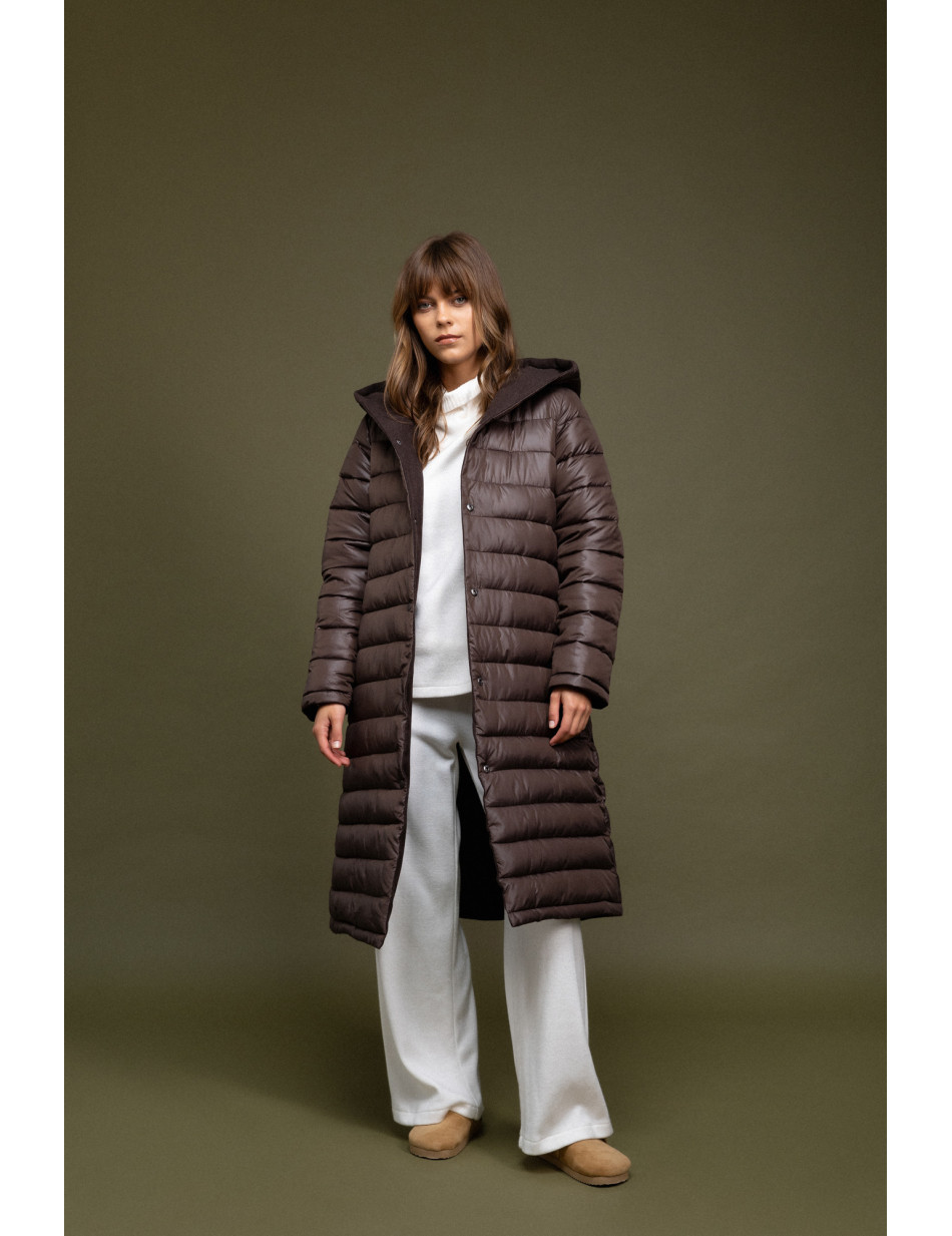 Biston fashion γυναικείο μακρύ μπουφάν με ενσωματωμένη κουκούλα